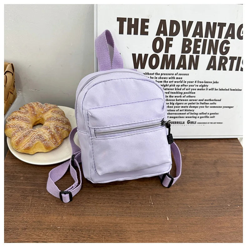 Mini Nylon Backpack Women Teen Girls Casual School Rucksack Mini Backpack Richie's Purple