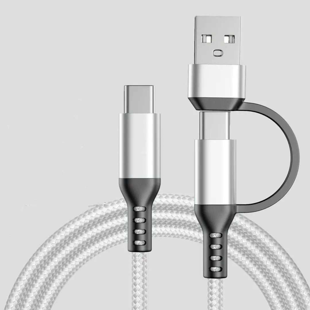 2M 2-in-1 USB-A & USB-C Braided Fast Charge Cable | 4 Colors USB Charging Cable Richie's White 2m