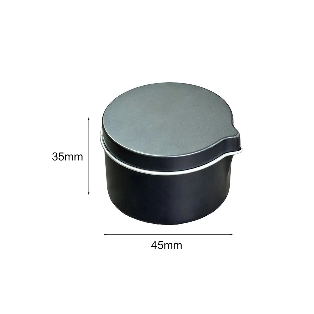 Round Tinplate Candle Tins with Spout & Lid – Black & Silver Candle Tin Container Richie's Black 65x42mm
