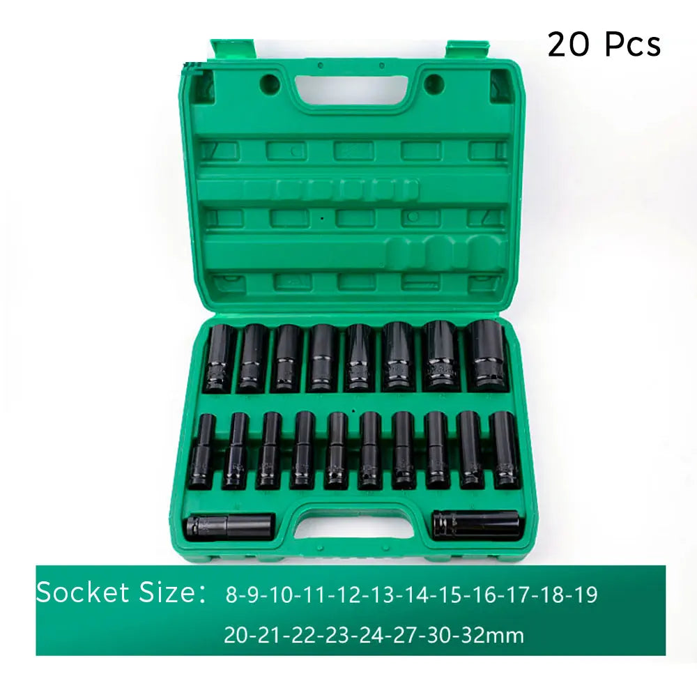 1/2" Drive 10-Pc Metric Deep Impact Socket Set | 6-Point Hex Impact Socket Set Richie's 20pcs