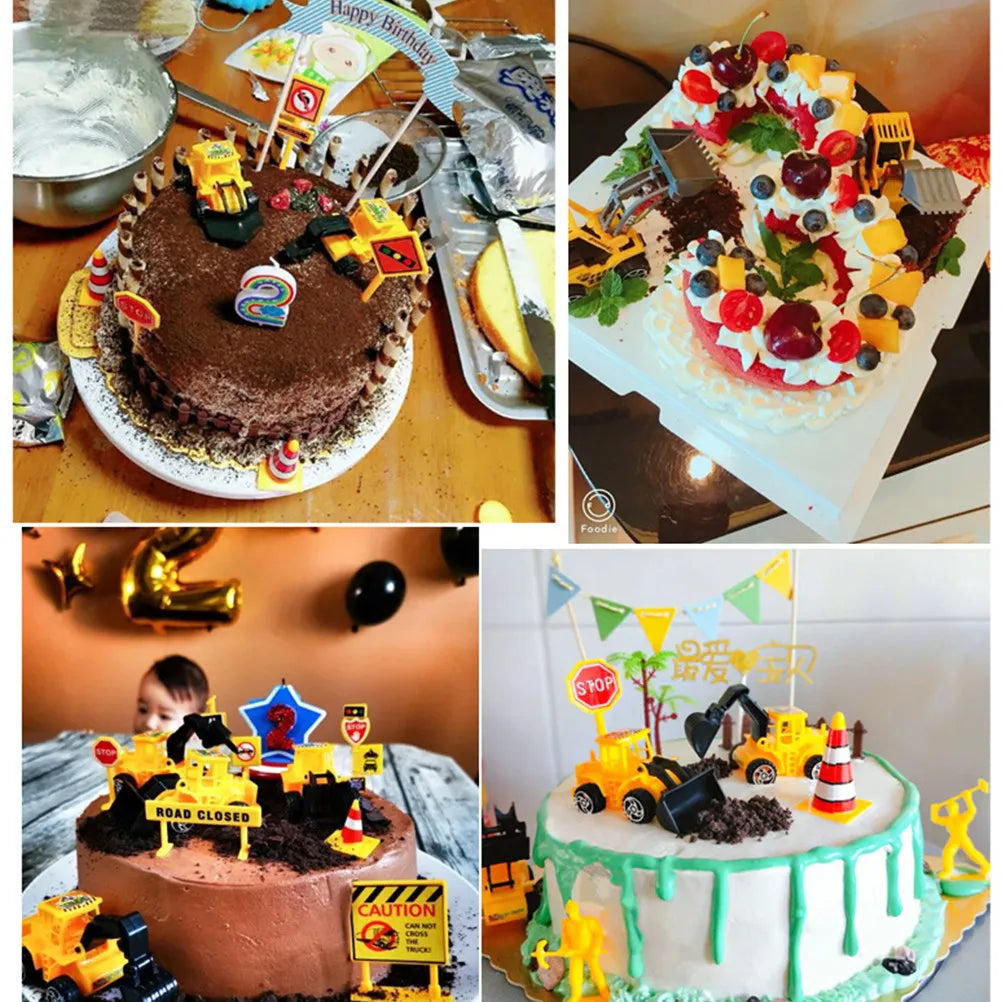 6-Piece Construction Vehicle Cake Toppers – Excavator, Crane & Bulldozer Cake Topper Set Richie's