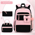 Girls Cherry Corduroy School Backpack Set – 3 Pcs Bookbag Kids Backpack Set Richie's black pink