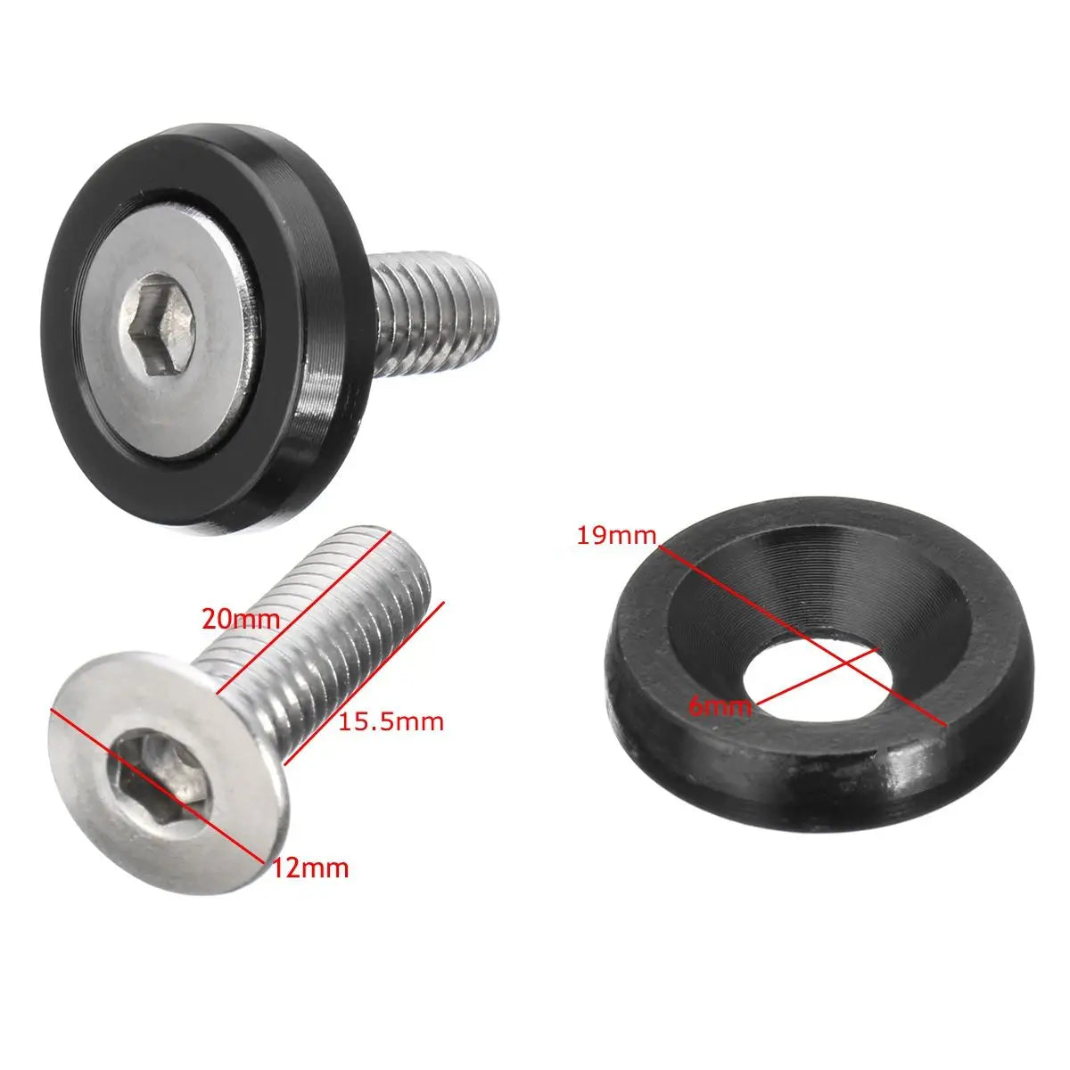 20pcs M6x15mm CNC Aluminum Fender Washer Bolt Engine Bay Kit Automotive Dress Up Bolts Richie's