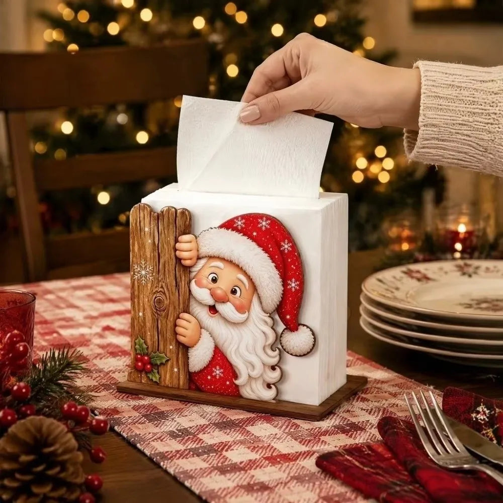 Wooden Peeking Santa Napkin Holder – Christmas Table Decor Christmas Napkin Holder Richie's