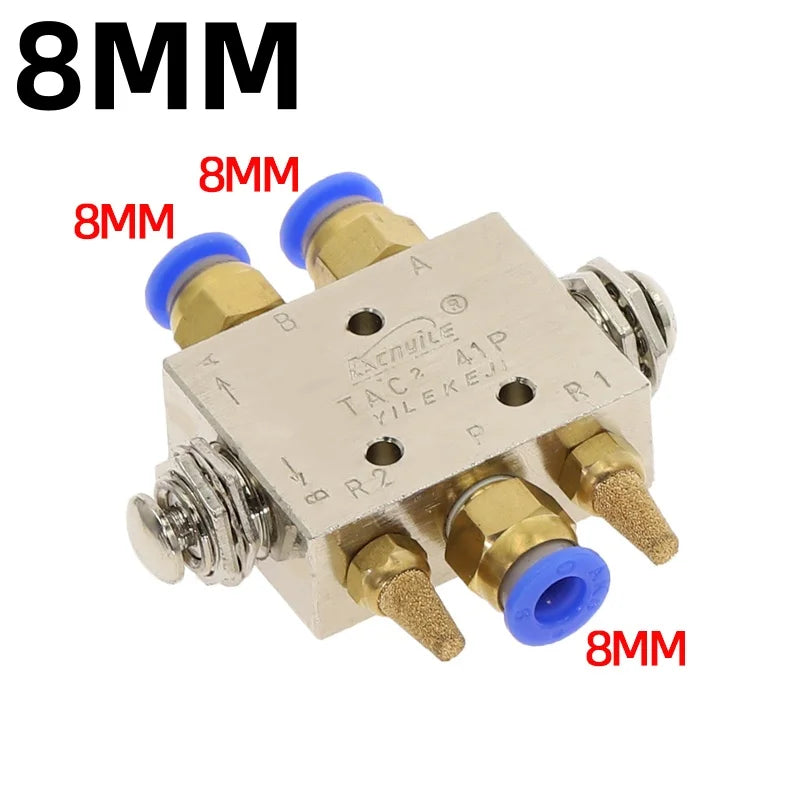 TAC2-41PP Pneumatic Mechanical Valve 2 Position 5 Way Spring Return Pneumatic Control Valve Richie's TAC2-41PP-PC8MM