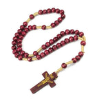 Wood Cross Prayer Bead Bracelet – Crucifix Charm Gift Cross Bead Bracelet Richie's A2