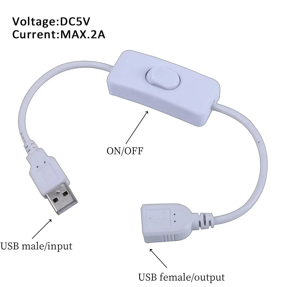 USB Extension Cable with ON/OFF Switch – Male to Female, 5V 2A USB Switch Cable Richie's