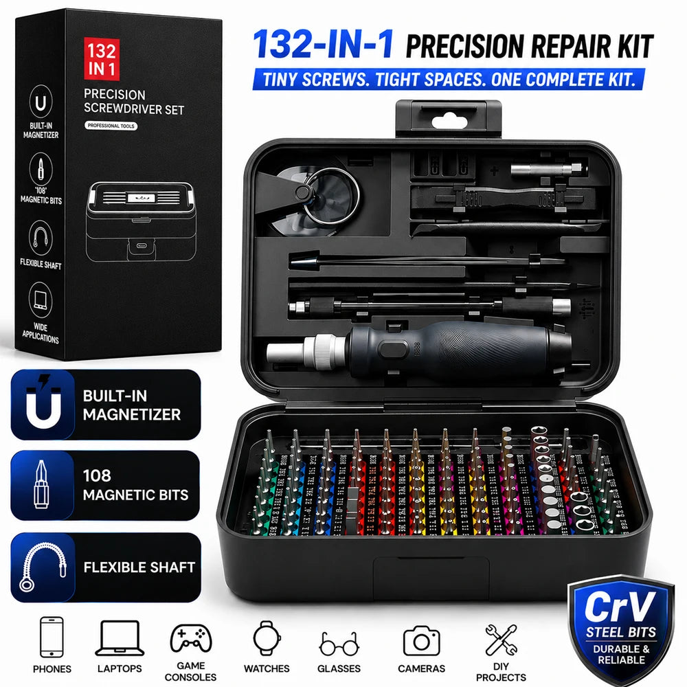 132-in-1 Precision Screwdriver Set | 108 Magnetic Bits Kit Precision Screwdriver Set Richie's
