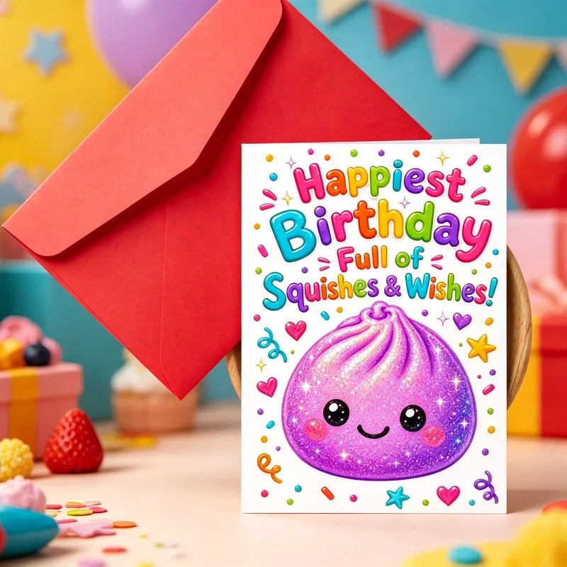 Purple Dumplings Birthday Card – Cute Gift for Food Lovers Greeting Card Richie's