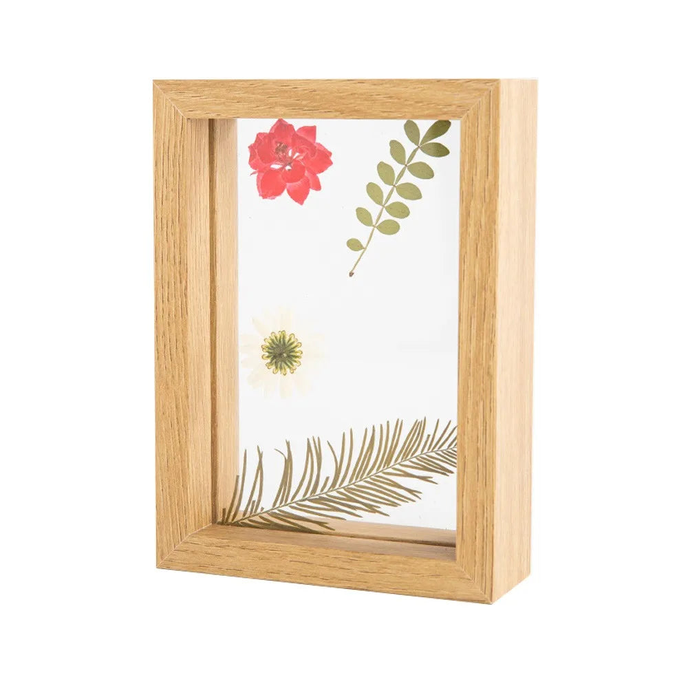 Wooden Glass Leaf Specimen Frame – Double-Sided Display Specimen Display Frame Richie's Brown-5inch