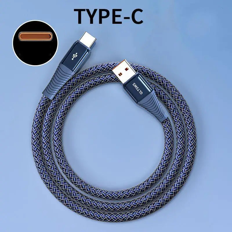FUCHU 6A USB-C Fast Charge Cable 1M Braided + Micro USB 0.3M USB Charging Cable Richie's Blue 1m