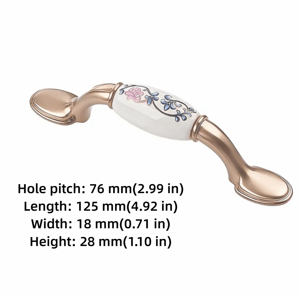 4-Set Ceramic Vintage Cabinet Handles – Flower Pattern 76mm Cabinet Handles Richie's