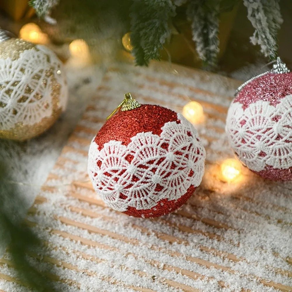 8cm Lace Foam Christmas Ball Ornament | Xmas Tree Pendant Christmas Ornament Richie's