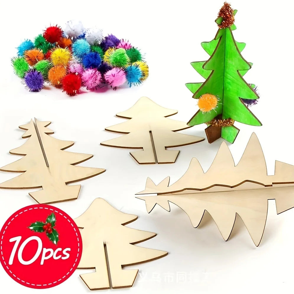 70-Piece DIY Wooden Christmas Tree Craft Set – Paint & Build DIY Wood Craft Kit Richie's