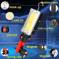 Portable COB LED Flashlight 18650 USB Magnetic Work Light LED Work Flashlight Richie's 1pcs
