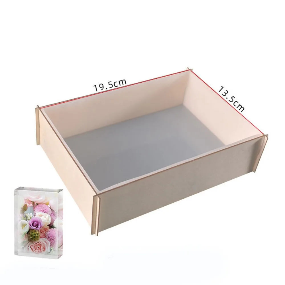 3D Rectangle Silicone Resin Mold with Wooden Support – DIY Cube Silicone Resin Mold Richie's rectangle-L