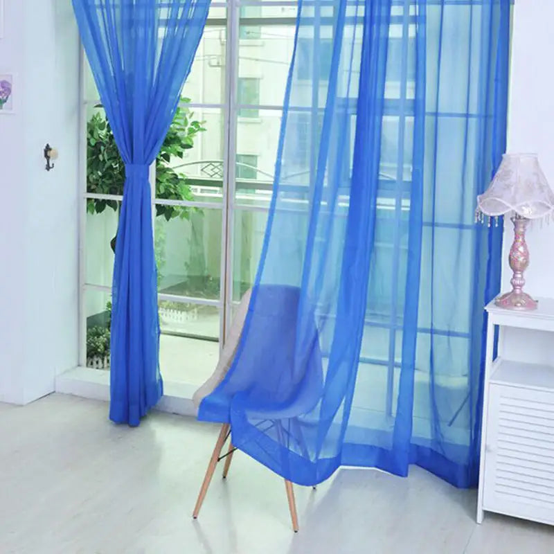 Sheer Gauze Curtain Panel – Modern Light Luxury 100% Polyester Sheer Curtain Panel Richie's Dark blue 100 x 200 cm