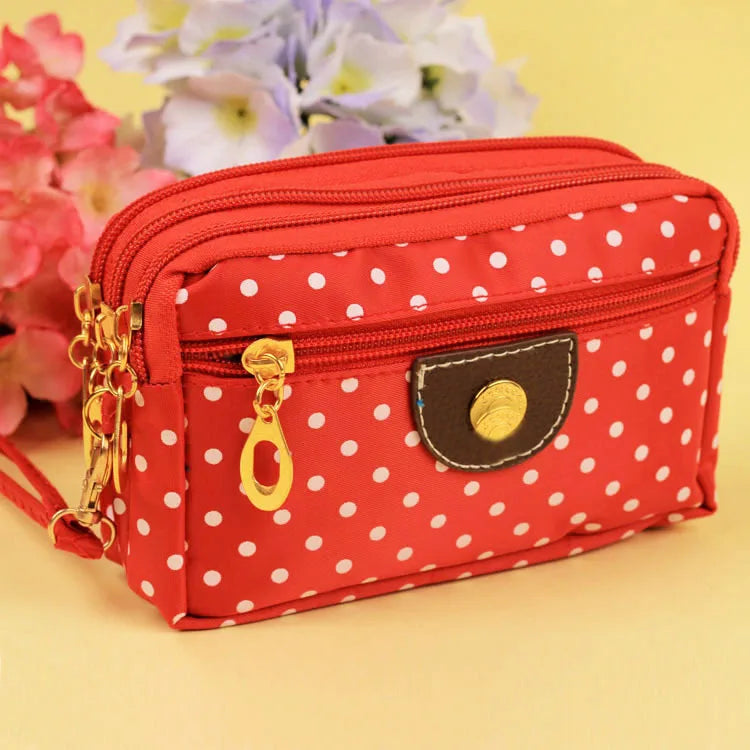 Women's Canvas Clutch Wallet – 4 Zippers & Card Holder Canvas Clutch Wallet Richie's red 16X10X6cm