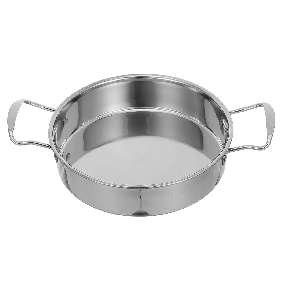 Stainless Steel Paella Pan 8.3" Double Handle Flat Bottom Frying Pot Paella Frying Pan Richie's Default Title