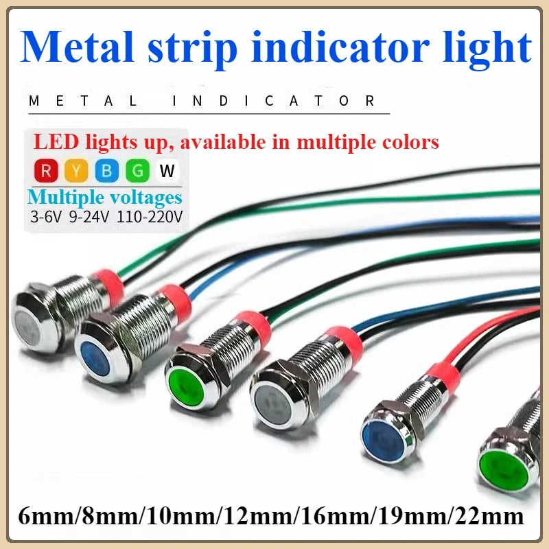 Metal LED Indicator Signal Lamp IP65 Waterproof 3–220V Multi-Size LED Indicator Lamp Richie's