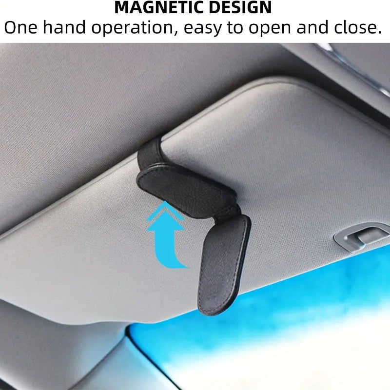Magnetic PU Leather Car Visor Glasses Holder Clip Car Visor Organizer Richie's