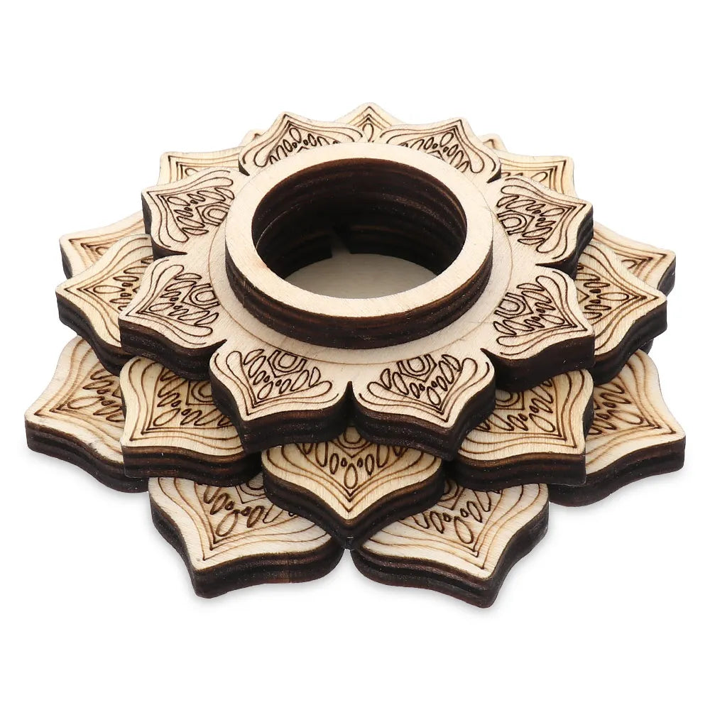 Lotus Wooden Crystal Ball Base | Meditation Decor Stand Crystal Display Stand Richie's Style 1