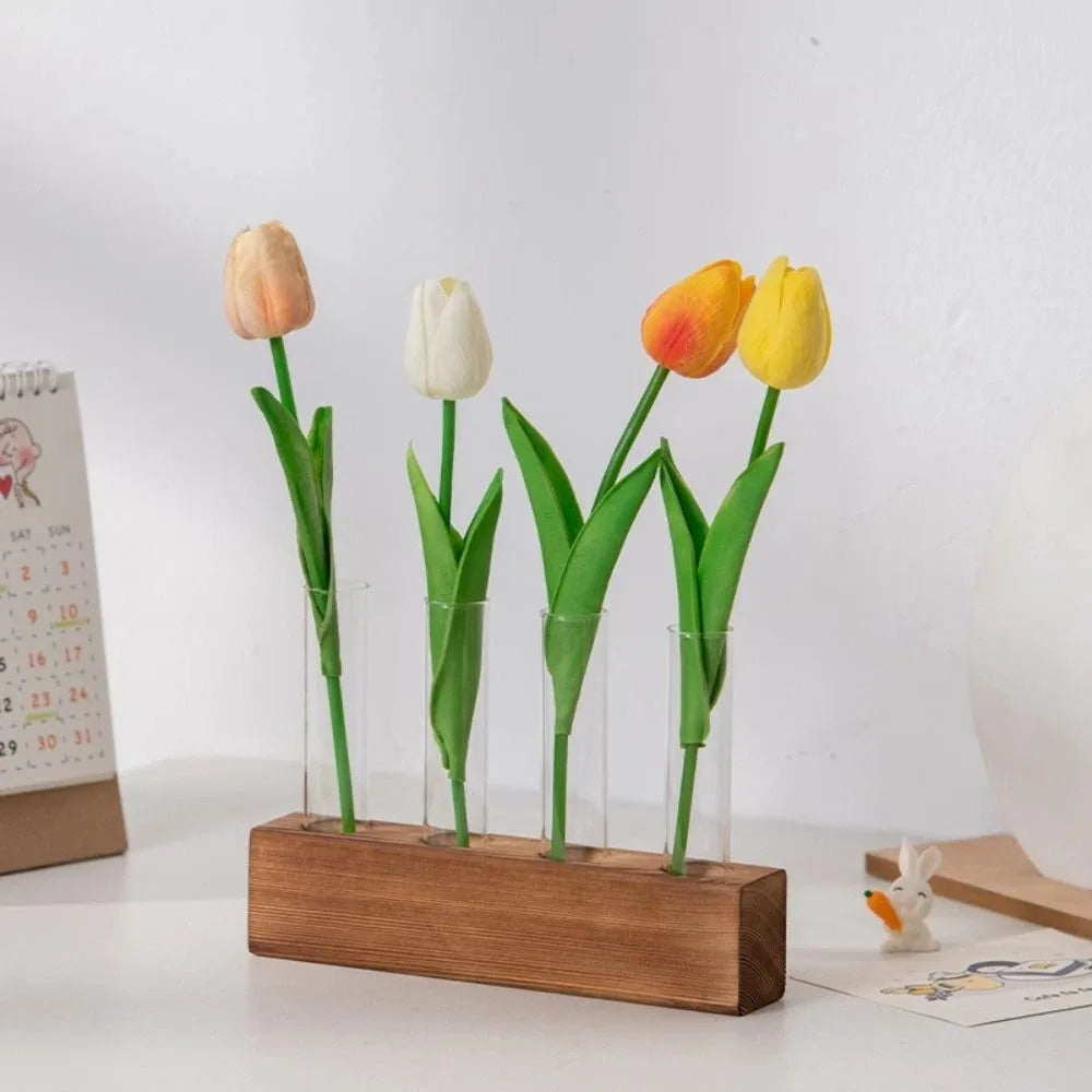 Wooden Stand Hydroponic Vase – Test Tube Minimalist Planter Hydroponic Vase Richie's 4 tubes