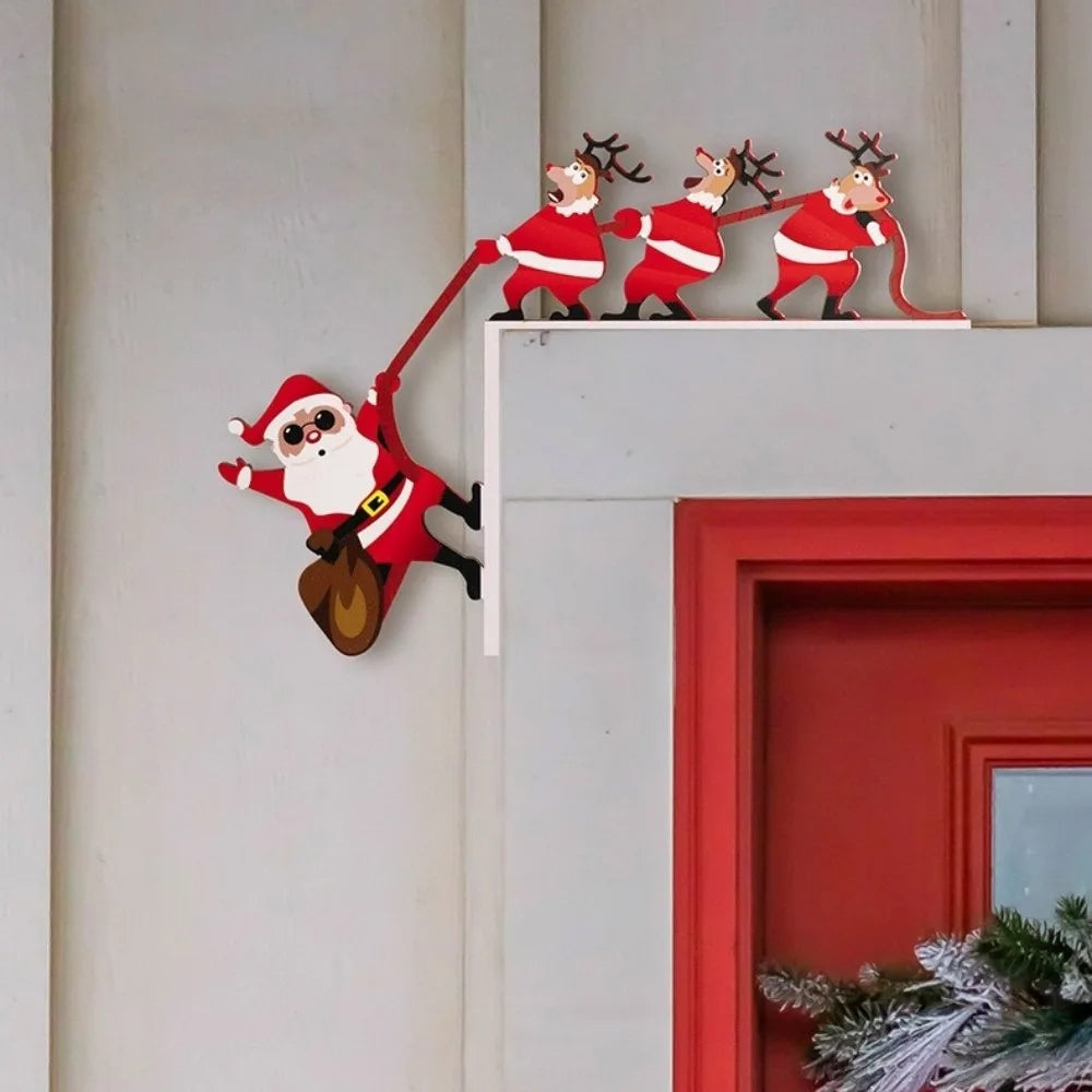 Santa Claus Door Frame Decoration – Easy Install Xmas Sign Holiday Door Decoration Richie's