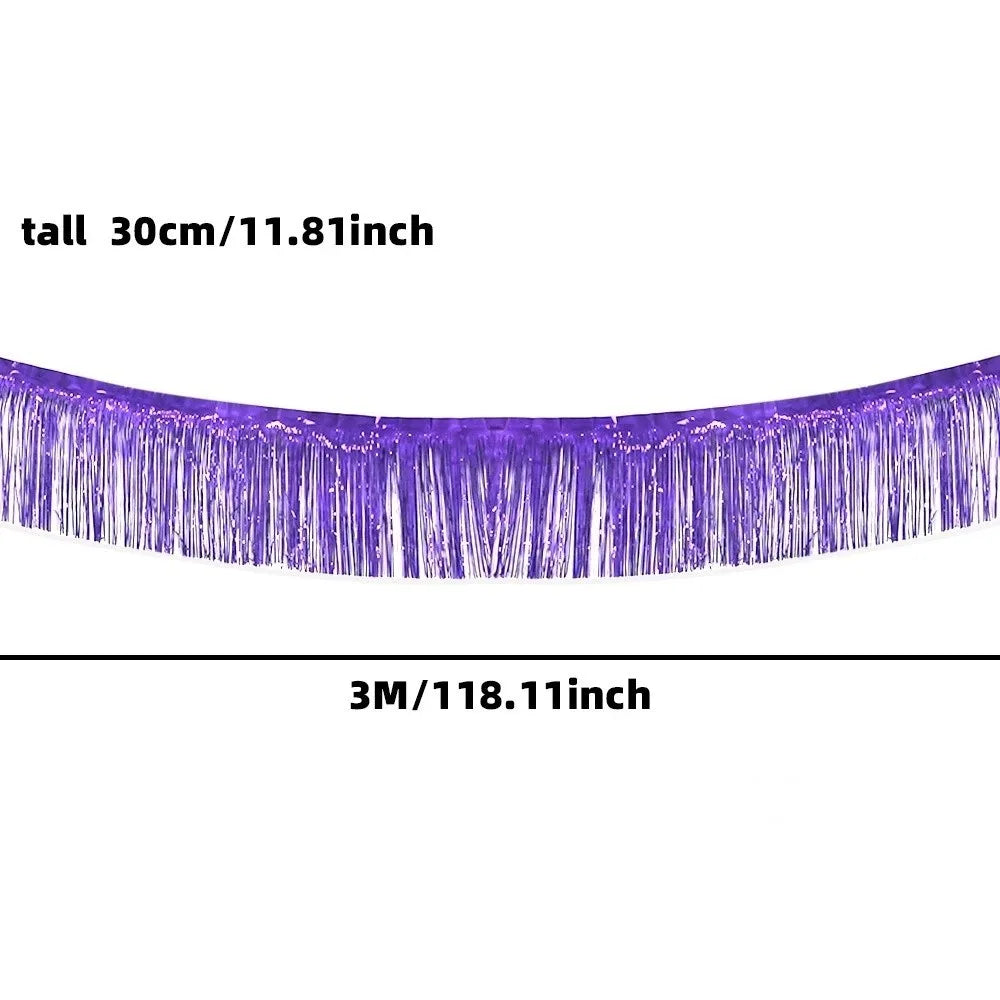 3M Metallic Foil Fringe Garland Streamer Party Backdrop Decor Party Fringe Garland Richie's Purple