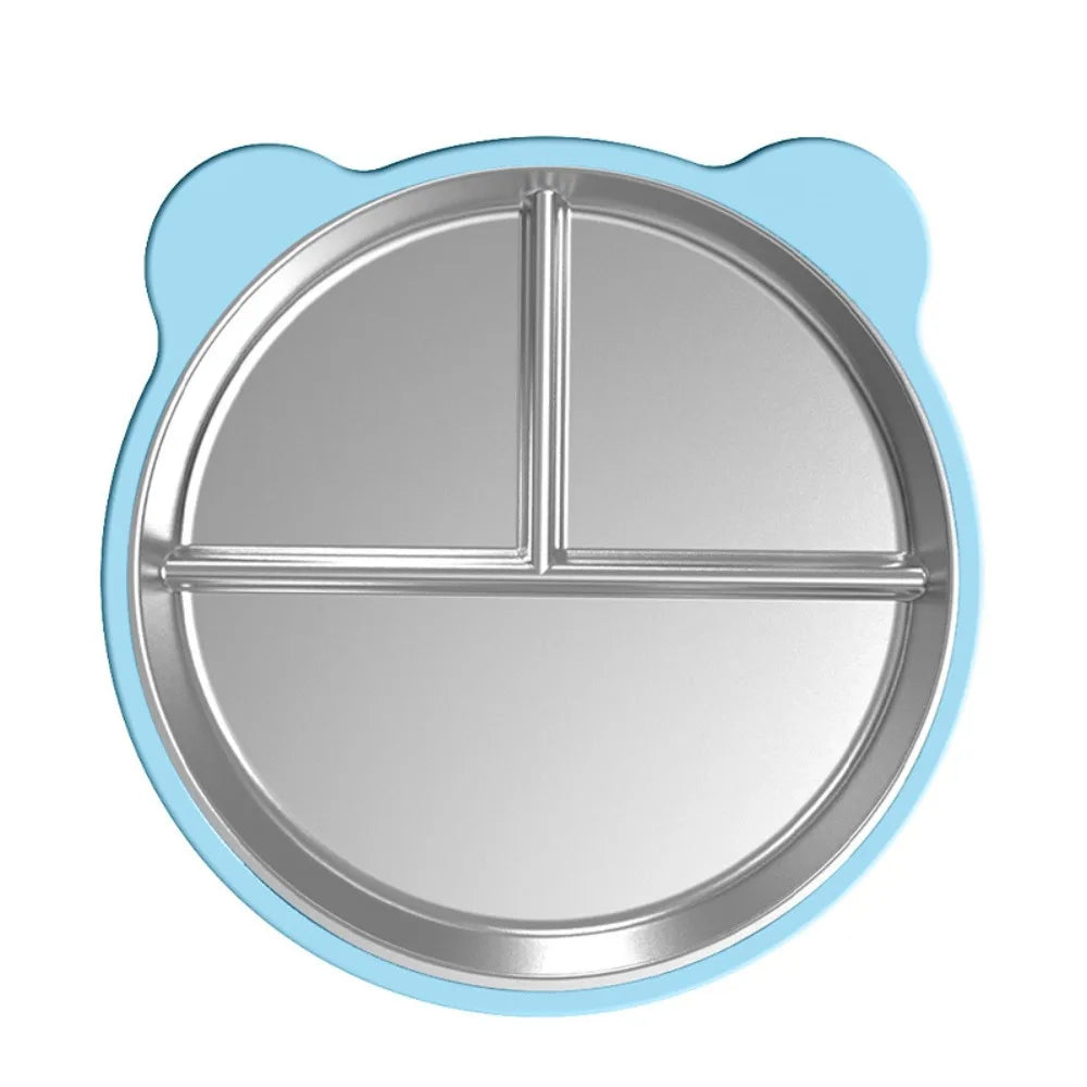 Stainless Steel Toddler Divided Plate with Silicone Suction Base Toddler Divided Plate Richie's Light Blue