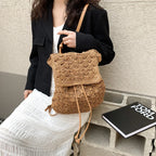 Women's Woven Straw Rattan Backpack | Boho Beach Rucksack Woven Straw Backpack Richie's