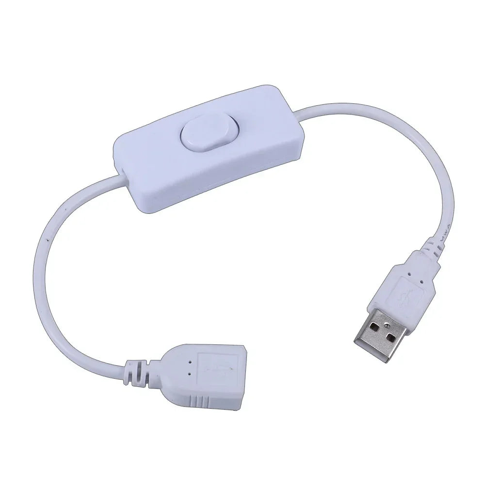 USB Extension Cable with ON/OFF Switch – Male to Female, 5V 2A USB Switch Cable Richie's USB Switch-White 0.2M