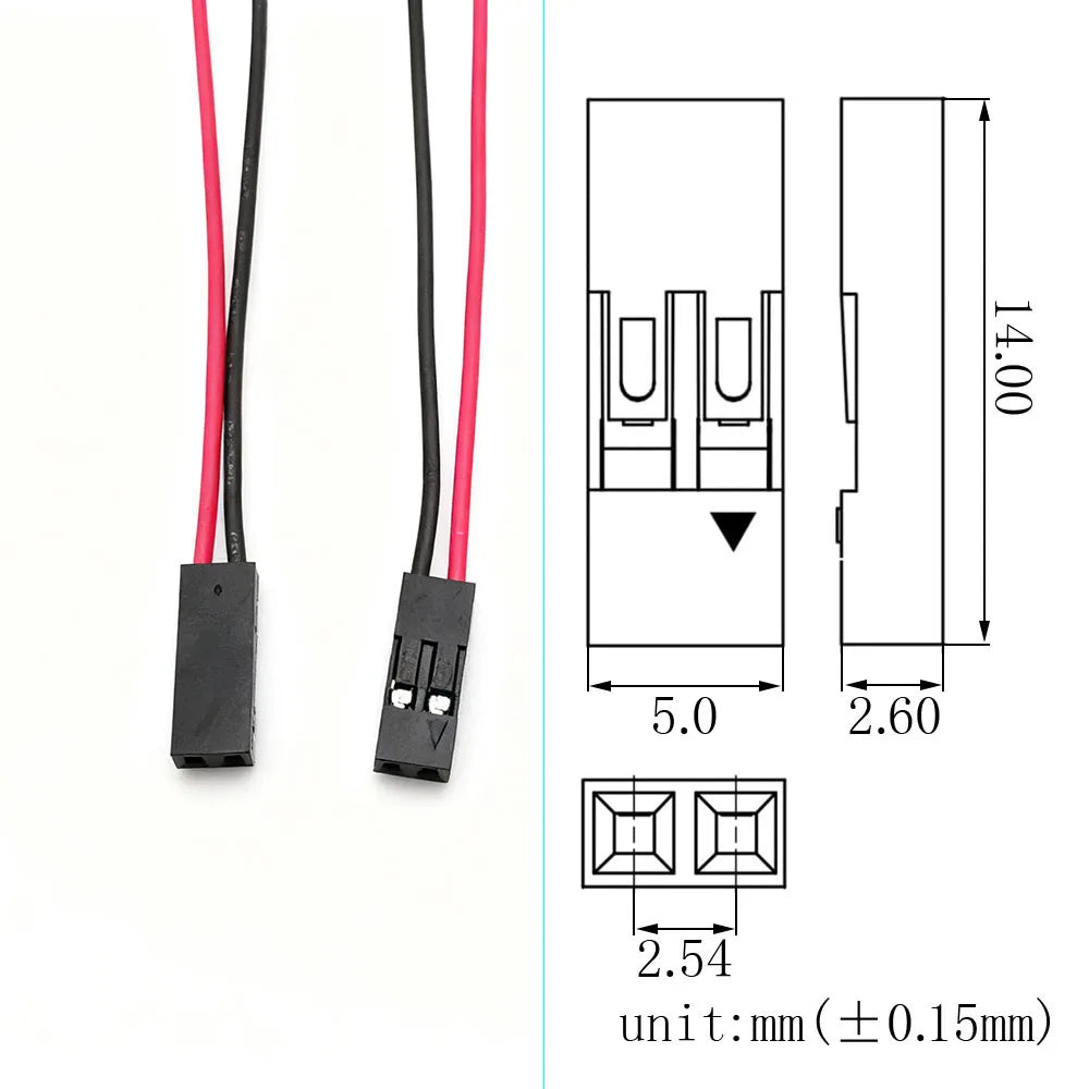 10Pcs 2.54mm 2-Pin Female Jumper Wires 26AWG Arduino DIY Jumper Wire Connectors Richie's