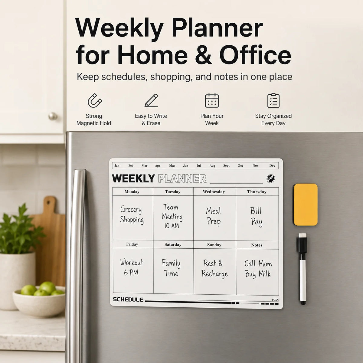Fridge Magnetic Dry Erase Weekly Planner Whiteboard Board Magnetic Whiteboard Planner Richie's