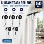 50PCS Curtain Track Rollers Quiet Sliding Glider Hooks for Rails Curtain Track Gliders Richie's