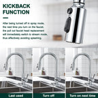 3-Mode Pull-Out Faucet Replacement Nozzle | High Pressure Faucet Spray Nozzle Richie's