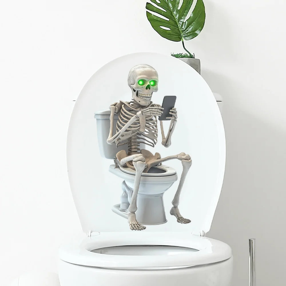 Skeleton Toilet Sticker – Funny Bathroom Wall Decal Bathroom Wall Sticker Richie's