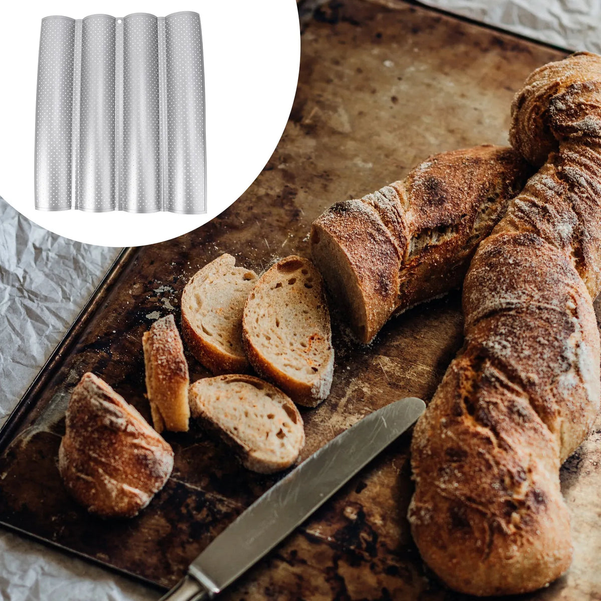Stainless Steel Wave Baguette Baking Mold – French Bread Pan Bread Baking Pan Richie's