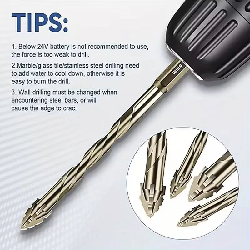 4-Piece Sawtooth Eccentric Drill Bit Set – Concrete, Tile & Wood Masonry Drill Bit Set Richie's