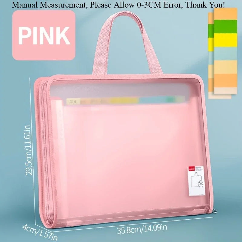 13-Compartment Zippered File Organizer – Office, Travel & School File Organizer Folder Richie's Pink 1 Piece