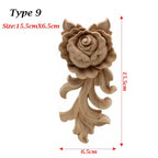 Unpainted Wood Carved Rose Flower Applique Furniture Ornament Wood Carved Applique Richie's type 9-15.5cmX6.5cm-