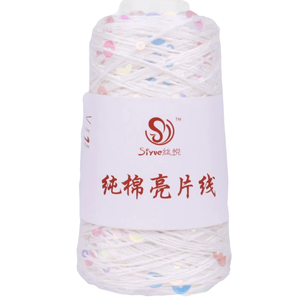 Sequin Bead Hand Knitting Yarn – Sparkle DIY Craft Thread Knitting Yarn Richie's White