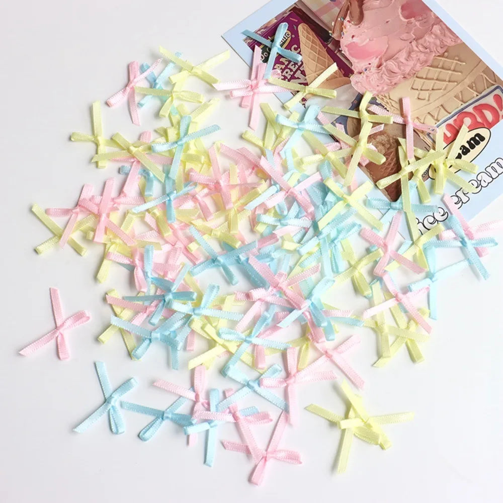 100pcs Mini Ribbon Bows 2x3cm DIY Gift Wrapping Craft Decoration Craft Ribbon Bows Richie's Mixed Color 4 L