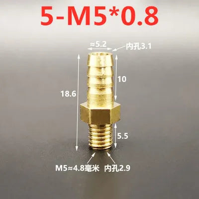 Brass Barb Hose Fittings Male Metric M5 M6 M8 Thread Connector Brass Pipe Fitting Richie's 5mm to M5x0.8