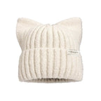 Cat Ear Beanie Hat for Women – Cute Warm Knit Winter Cap Knit Beanie Hat Richie's Beige One size