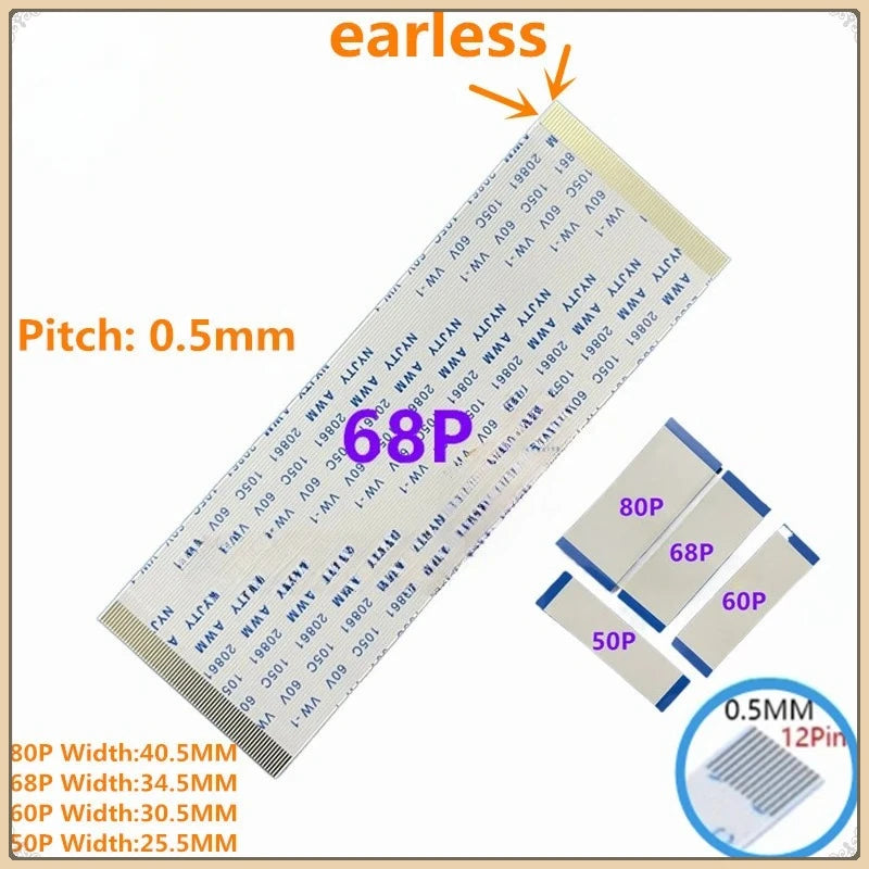 Gold-Plated FFC FPC Flat Flexible Cable 0.5mm Pitch 40P–96P Flat Flexible Cable Richie's