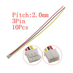 10Pcs JST PH 2.0mm Connector 2–6 Pin Male Female 26AWG Cables Wire Connector Set Richie's 10Pcs 3Pin-J