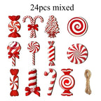 Wood Candy Cane Christmas Ornaments 12/24pcs – Red & White Christmas Ornaments Richie's 24pcs mixed One size fits all