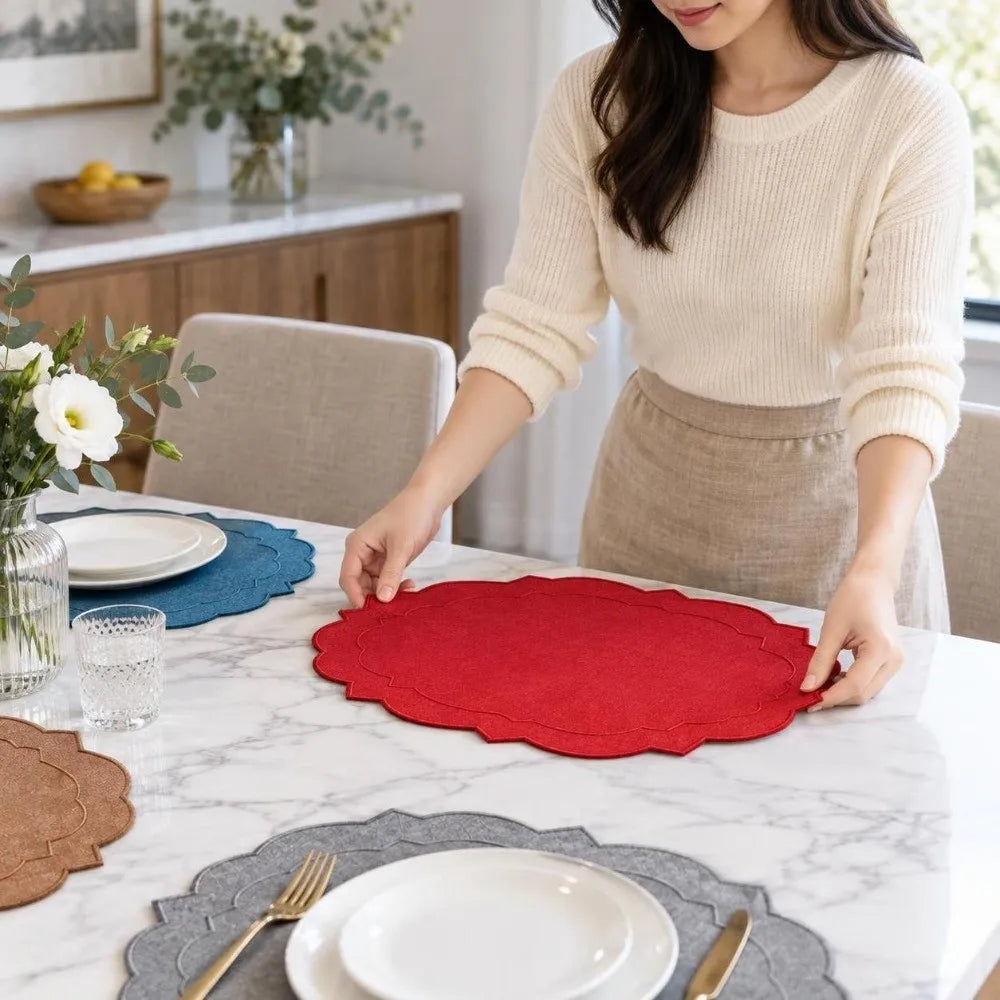 Cotton Linen Embroidered Placemats 45×35cm Anti-Slip Dining Linen Placemats Richie's
