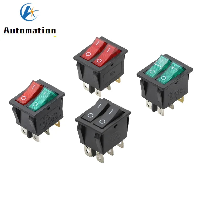 KCD8 6-Pin Waterproof Rocker Switch 16A 250V Latching ON-OFF Rocker Switch Richie's